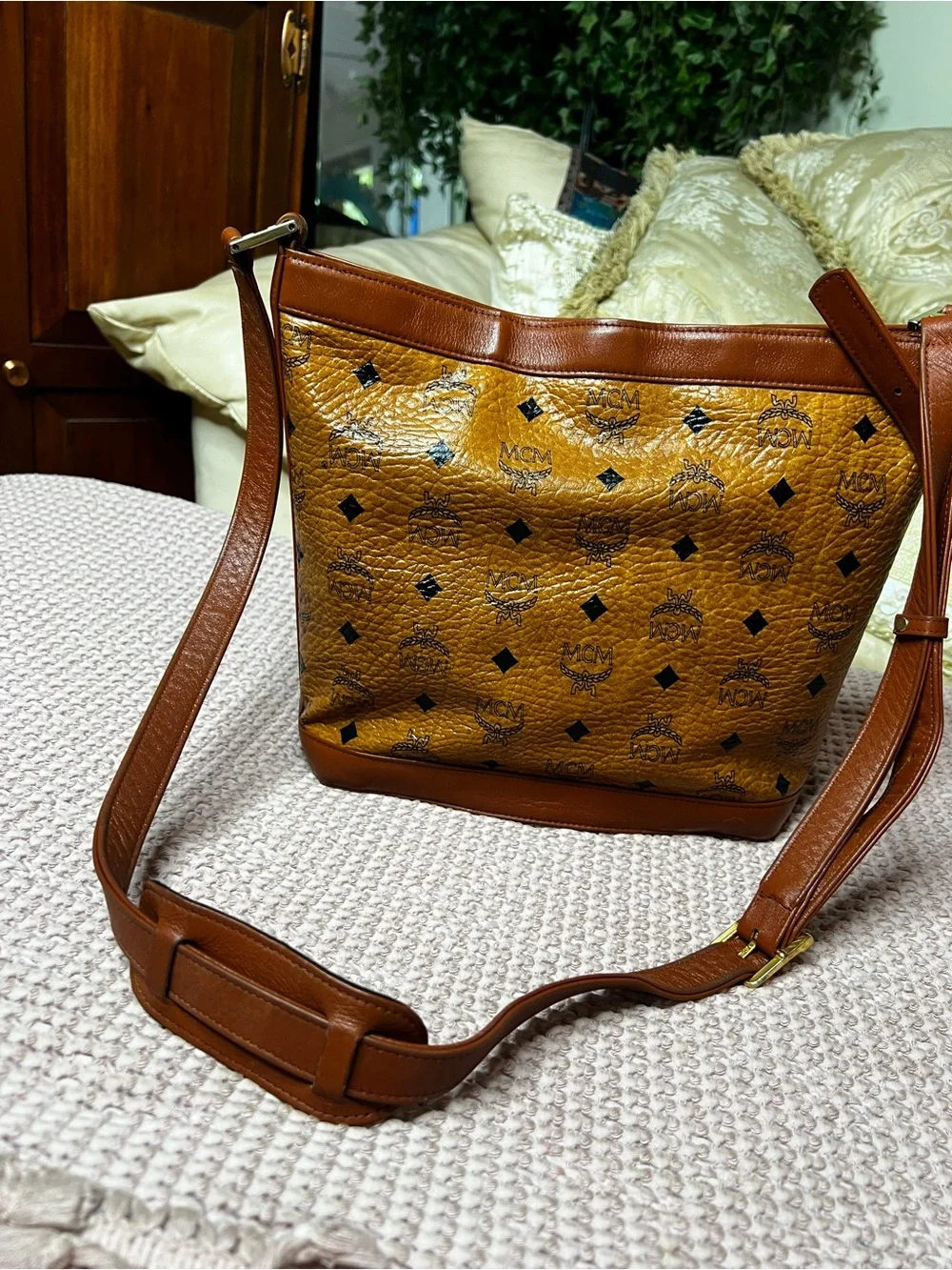 Vintage MCM Cognac Visetos Hobo Shoulder Bag